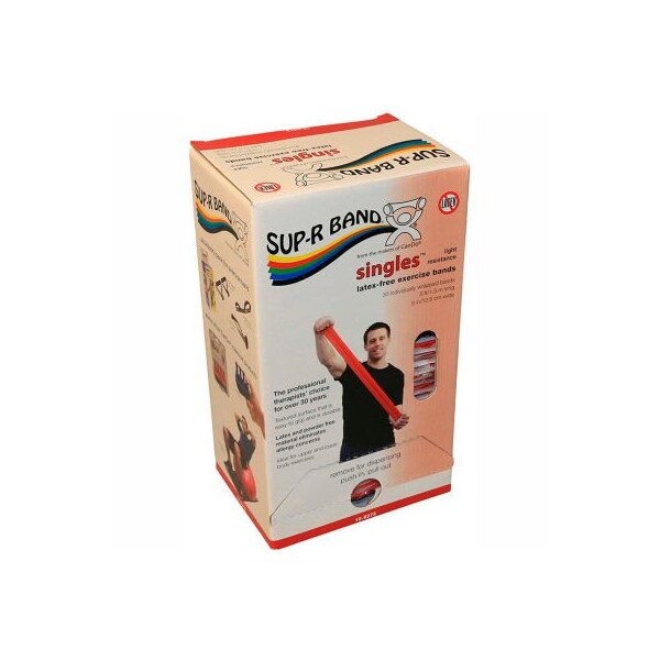 Fabrication Enterprises Sup-R Band Latex Free Exercise Band, 5' Strips, Red, 30 Strips/Box 1633640 - main